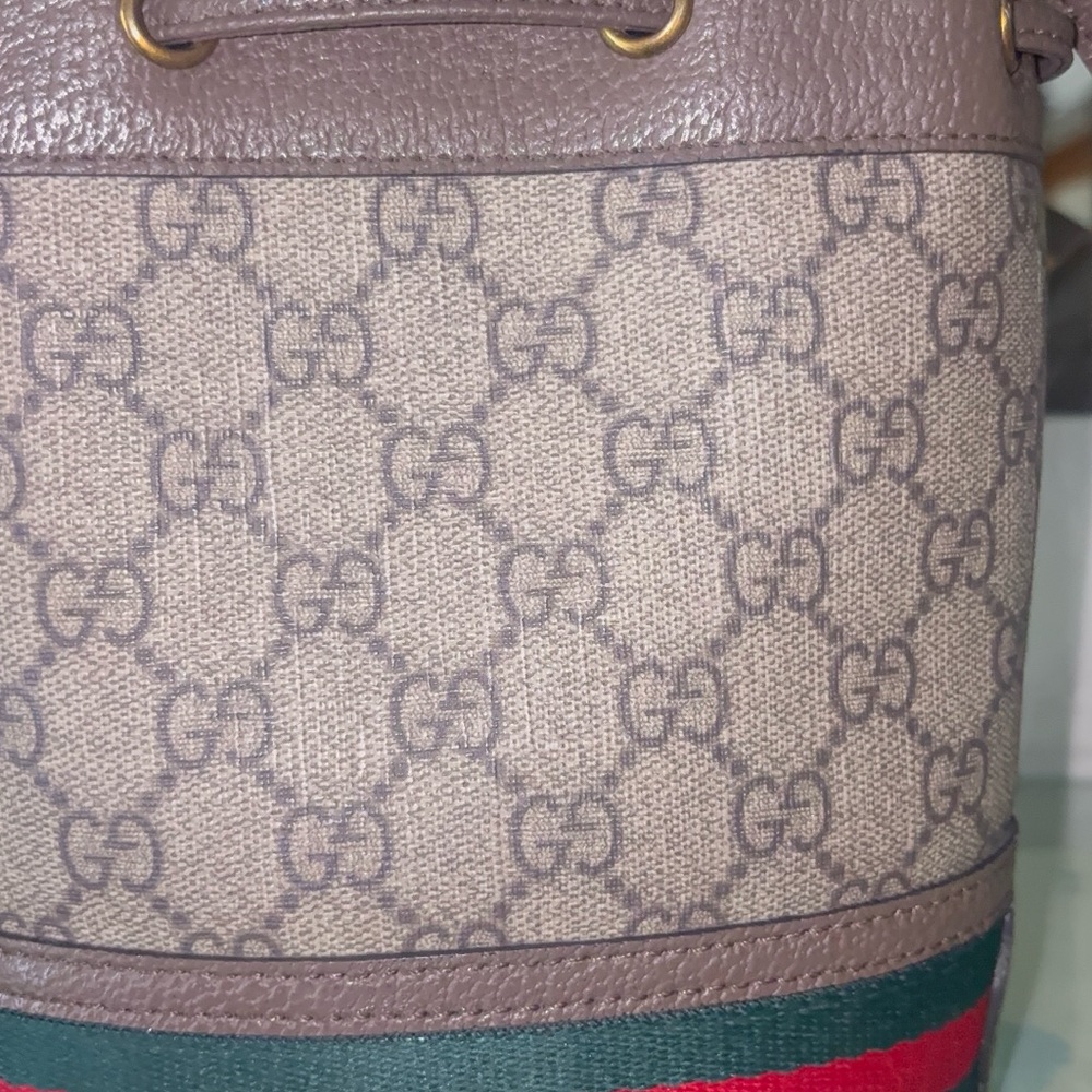 Gucci Brown GG Canvas Mini Drawstring Bucket Bag - Picture 5 of 10